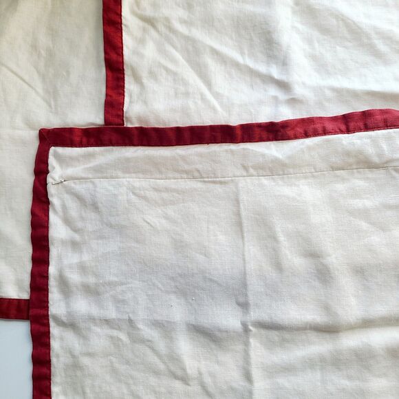 Pottery Barn RED Off white Modern Linen Throw Pillow Cover Zipper 18"‎ x 18" - Picture 2 of 4